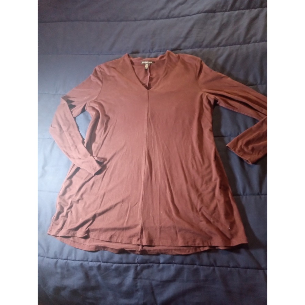 Eileen Fisher Top Women's Small Maroon Boxy Tunic Stretch‎ USA Made